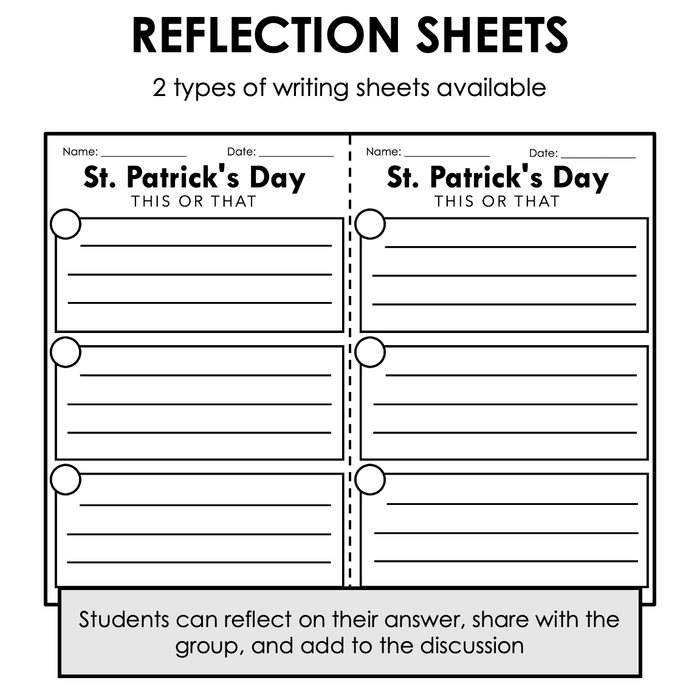 St. Patrick's Day THIS OR THAT | Icebreakers | Social Task Cards | Printable