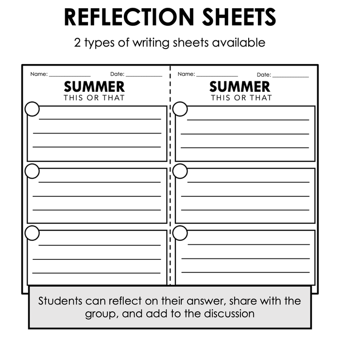 Summer THIS OR THAT | Icebreakers | Social Task Cards | Printable
