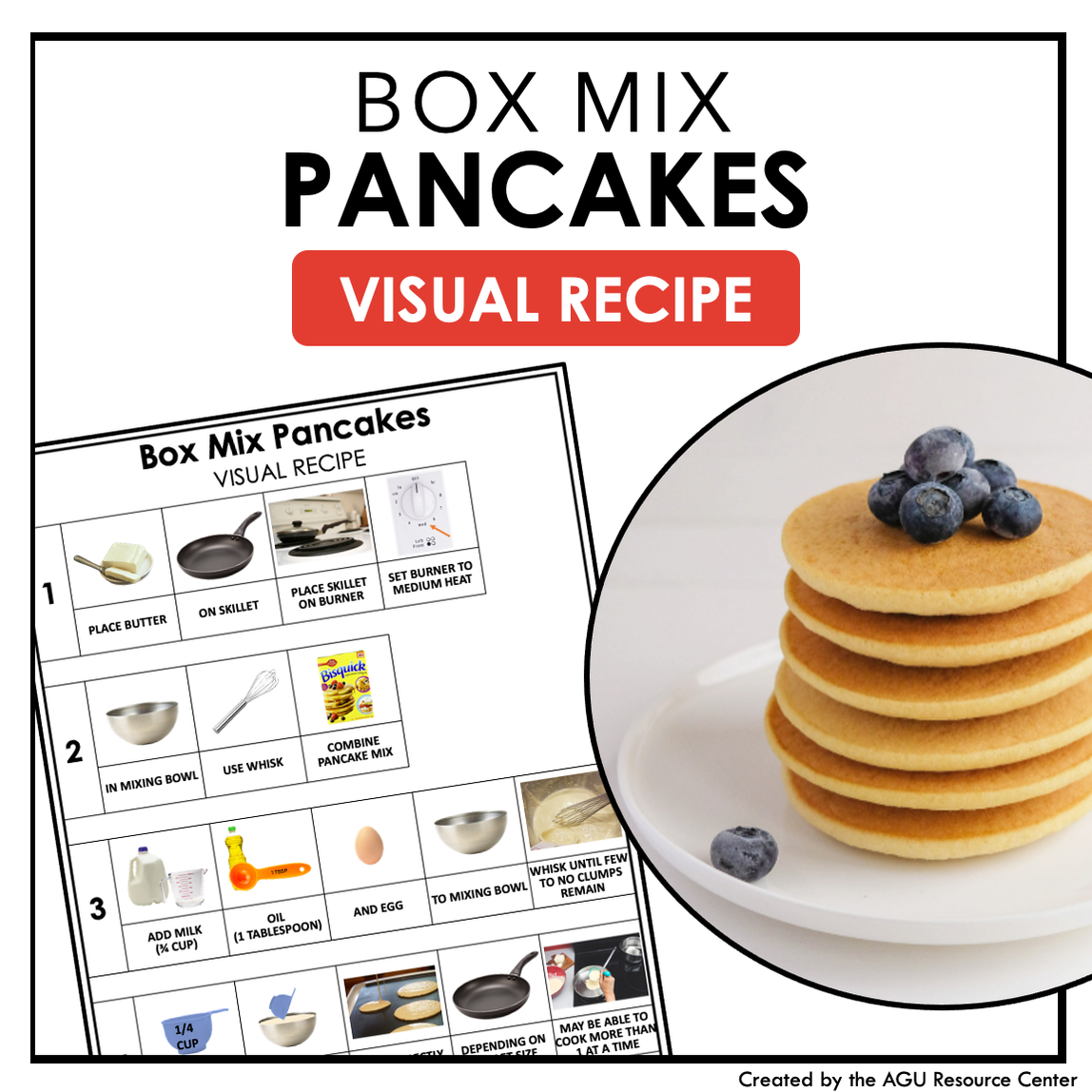 Box Mix Pancakes Visual Recipe — Autism Grown Up