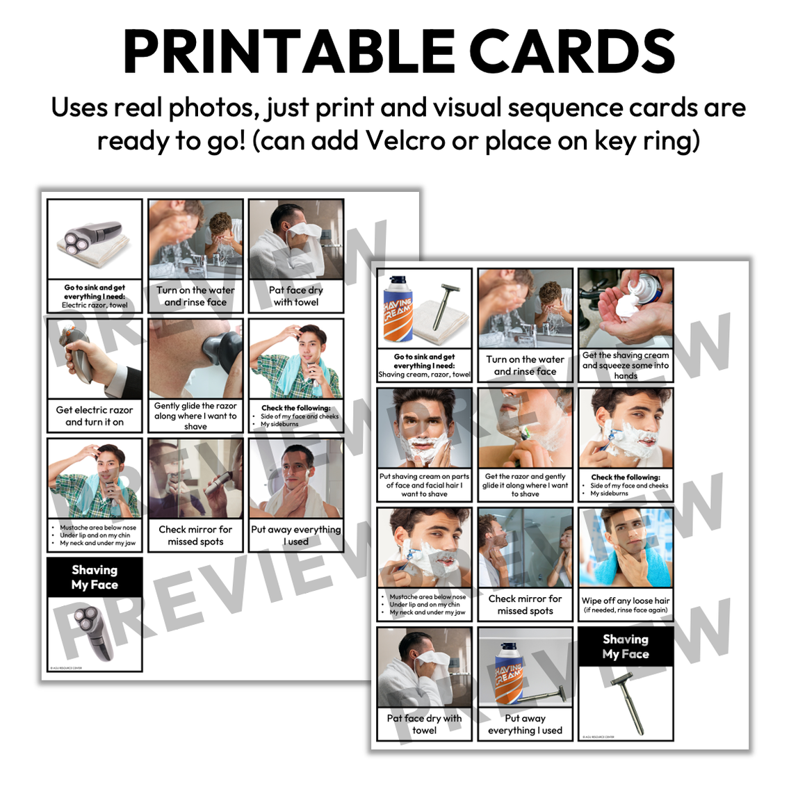 Shaving My Face Visual Sequence Cards — Autism Grown Up