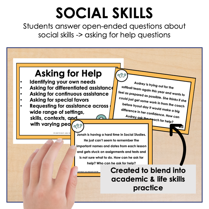 Asking for Help | Social Skills Activities | Scenario Task Cards