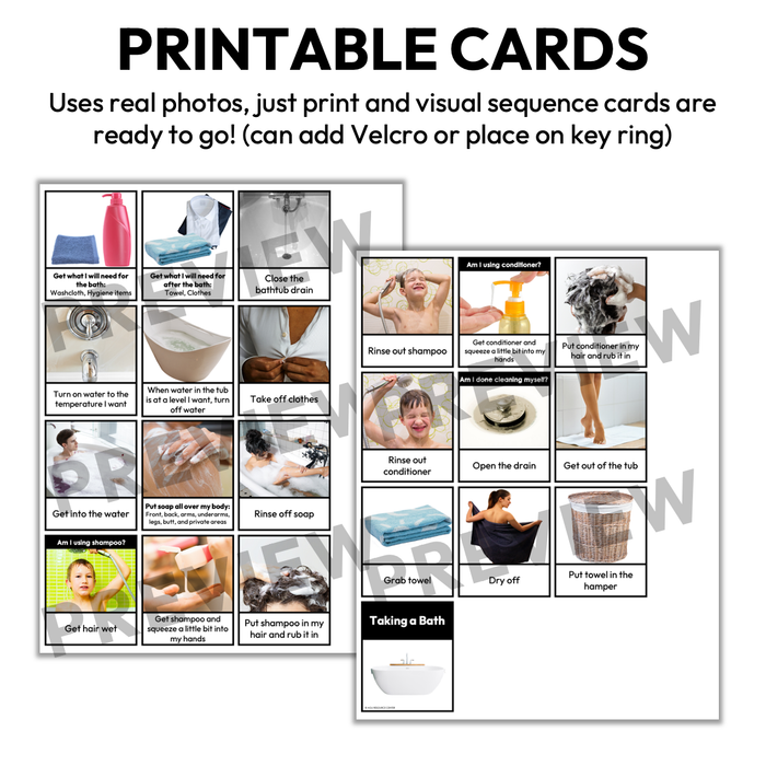 Taking a Bath Visual Sequence Cards