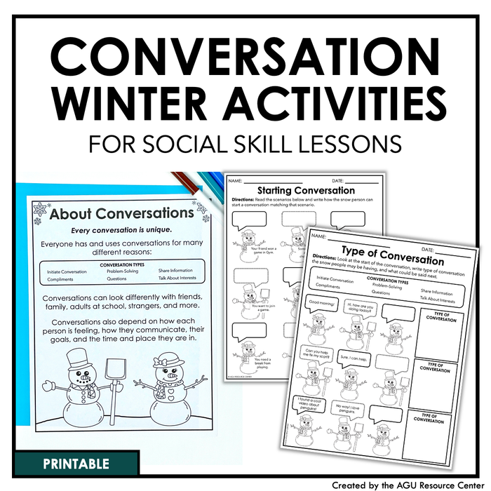 Conversation Skills Activities for Winter | Social Skills Lessons