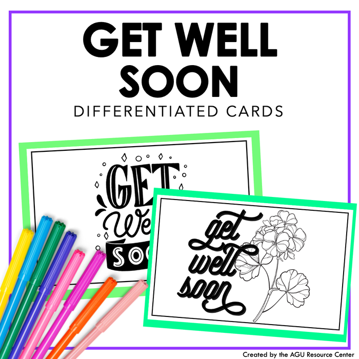 Get Well Soon Greeting Cards | Differentiated Writing for Special Education