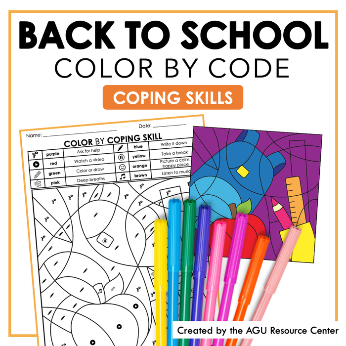 Back to School Color by Code | Coping Skills Activity