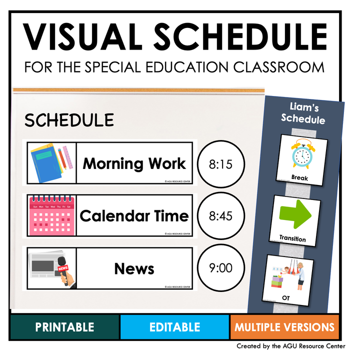 Classroom Daily Visual Schedule | Editable | Special Education
