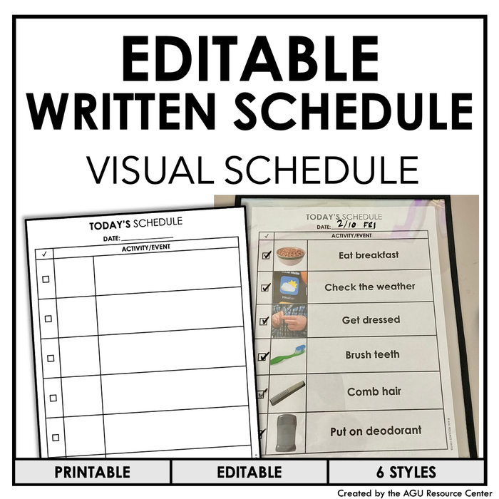 Written Visual Schedule | EDITABLE — Autism Grown Up