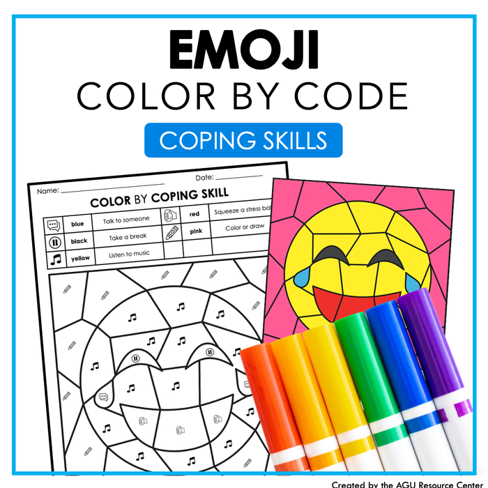 Emoji Color by Code | Coping Skills Activity