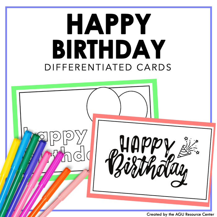 Happy Birthday Greeting Cards | Differentiated Writing for Special Education