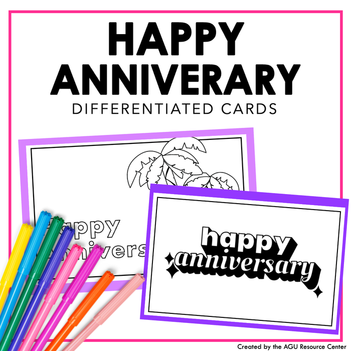 Happy Anniversary Greeting Cards | Differentiated Writing for Special Education