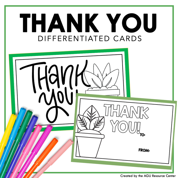Thank You Cards | Differentiated Writing for Special Education