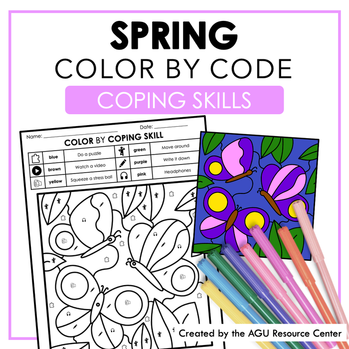 Spring Color by Code | Coping Skills Activity