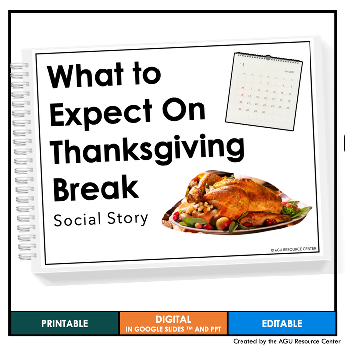 What to Expect on Thanksgiving Break Social Story | EDITABLE