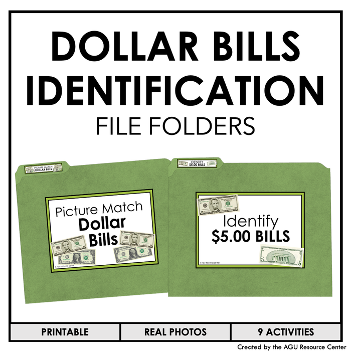 Dollar Bill Identification File Folders