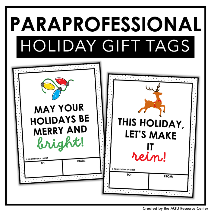 Holiday Gift Tags | For Paraprofessionals + Staff