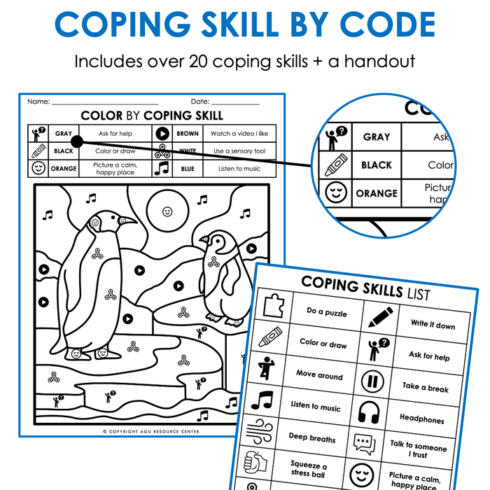 Winter Color by Code | Coping Skills Activity