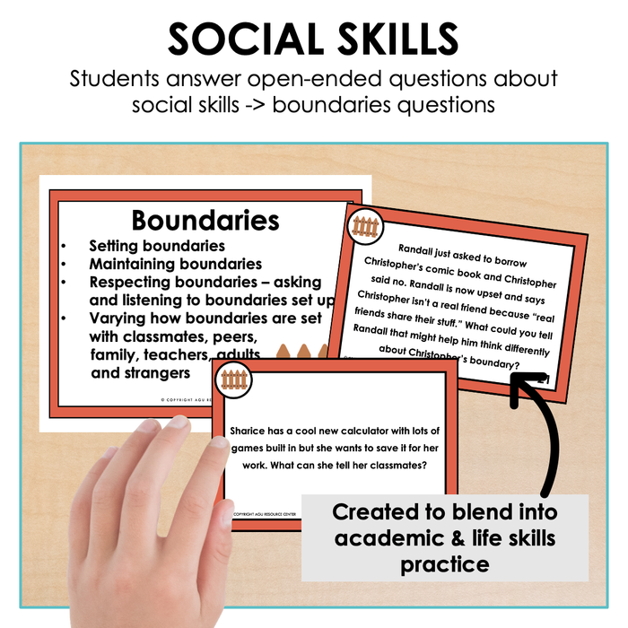 Boundaries | Social Skills Activities | Scenario Task Cards