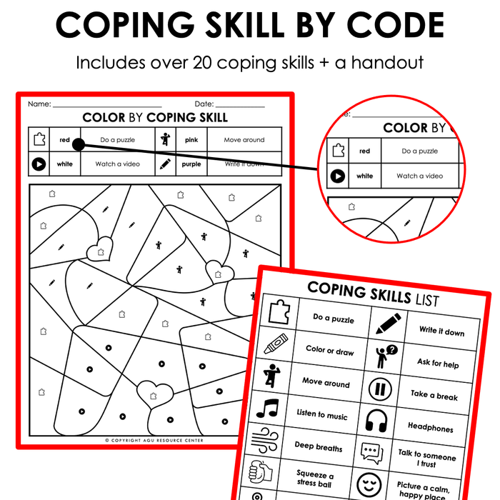 Valentine's Day Color by Code | Coping Skills Activity