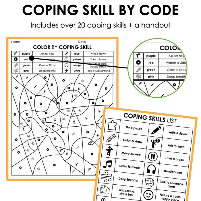 Back to School Color by Code | Coping Skills Activity