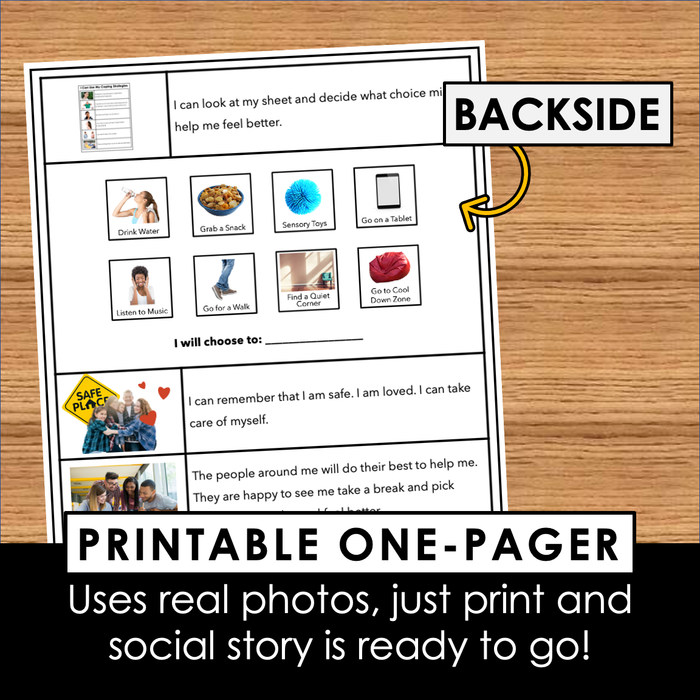 I Can Use My Coping Strategies Social Story | ONE-PAGER | EDITABLE