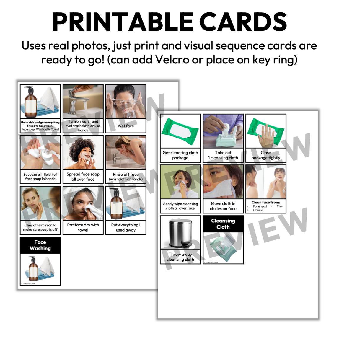 Face Washing Visual Sequence Cards — Autism Grown Up