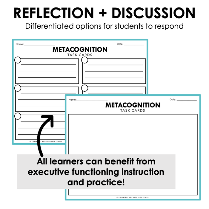 Metacognition | Executive Functioning Skills Task Cards