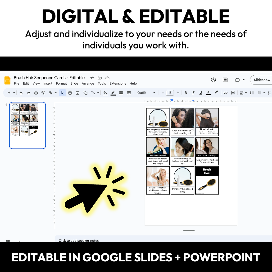 Brushing and Combing Hair Visual Sequence Cards — Autism Grown Up