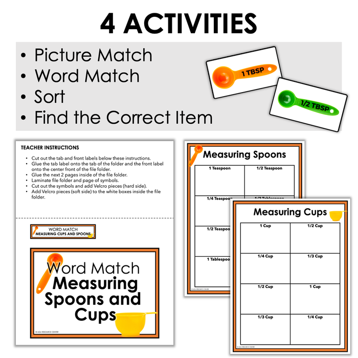 Measuring Cups and Spoons File Folders