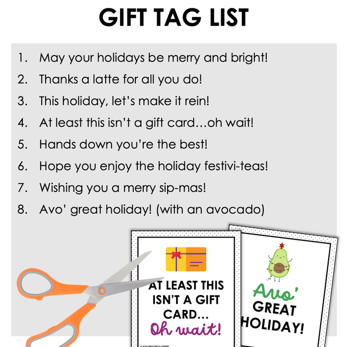 Holiday Gift Tags | For Paraprofessionals + Staff