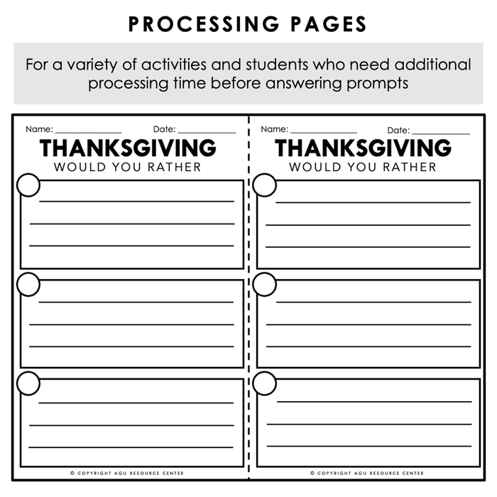Thanksgiving WOULD YOU RATHER | Icebreakers | Social Task Cards | Printable