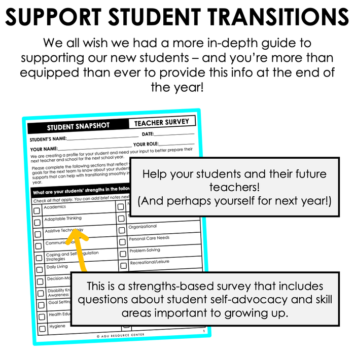 End of the Year Survey Bundle | Combined Student Snapshot Profile