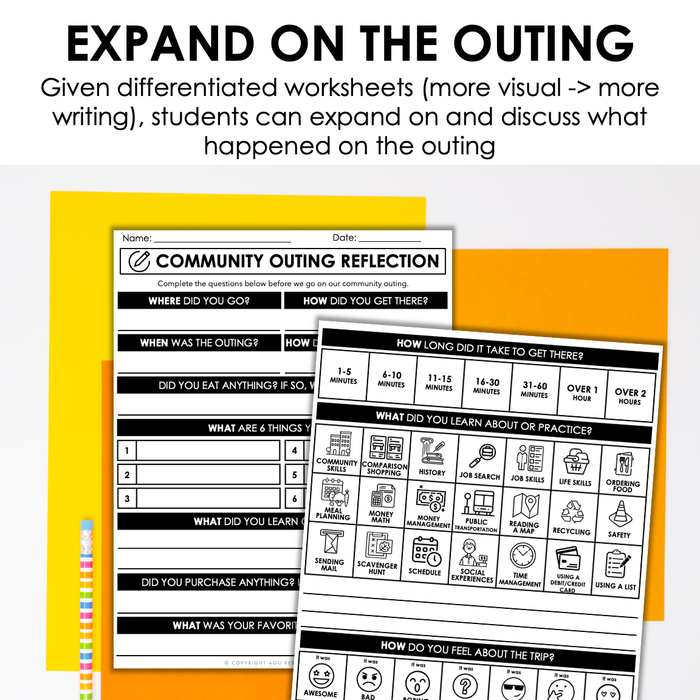 One Page Visual Reflection Community Outing (CBI) Visual Reflection Worksheets + Digital Activity ...