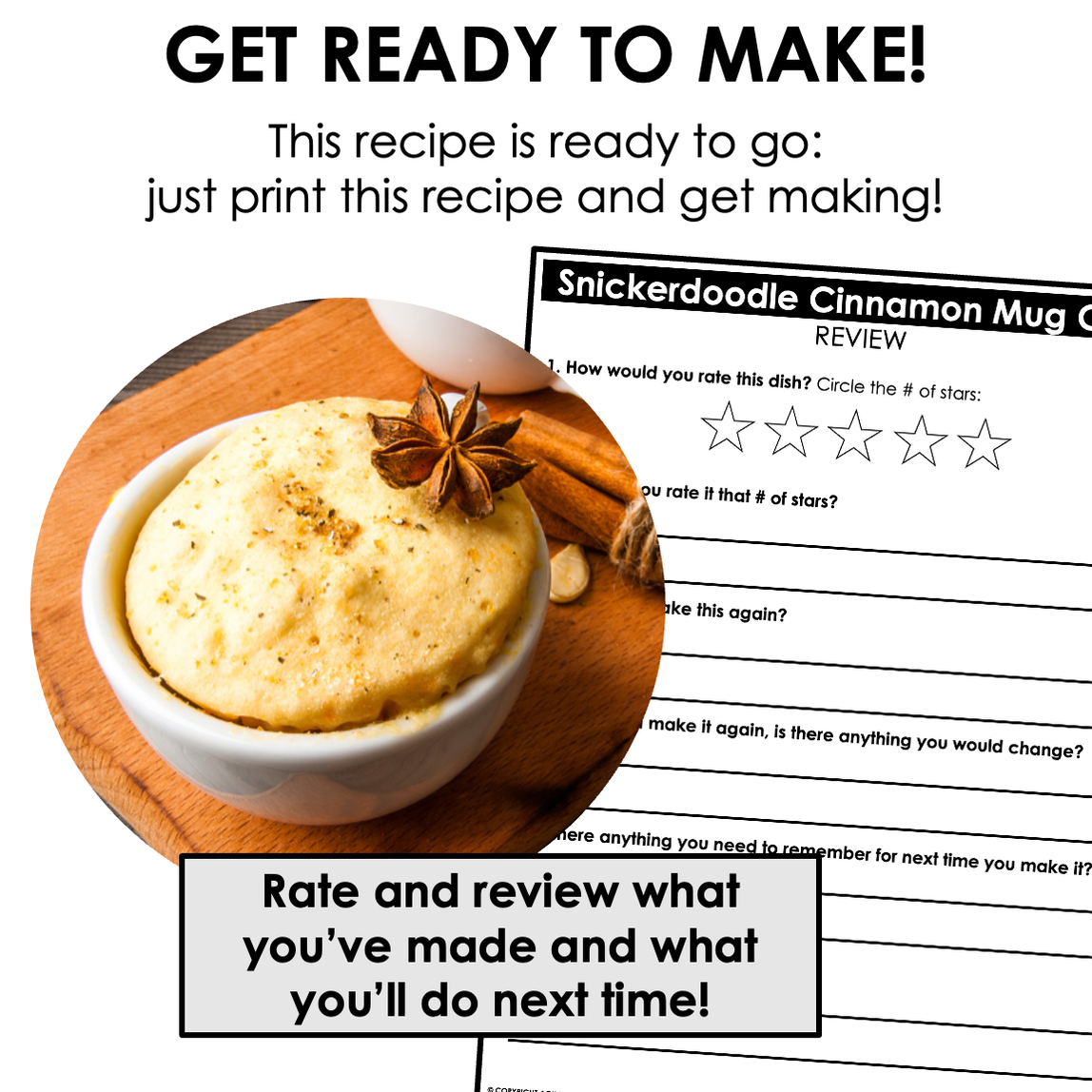 Snickerdoodle Cinnamon Mug Cake Visual Recipe — Autism Grown Up