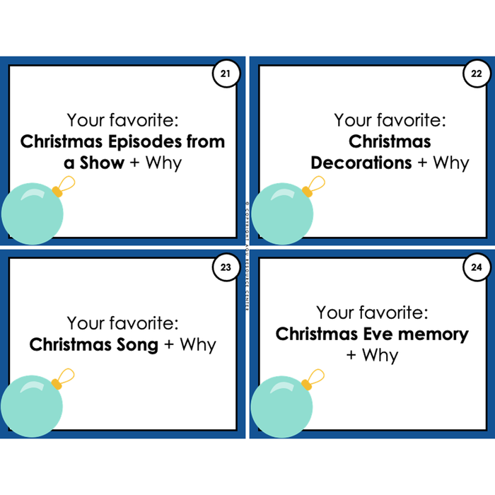 Christmas FAVORITES + WHY | Icebreakers | Social Task Cards | Printable