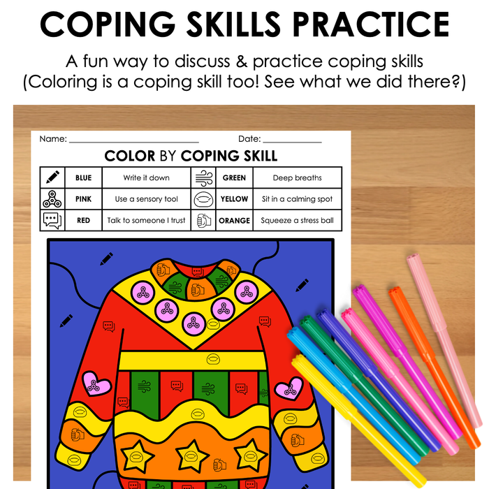 Winter Color by Code | Coping Skills Activity
