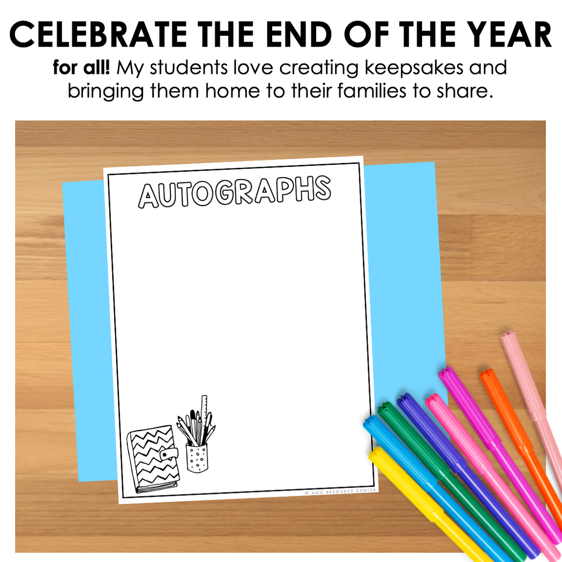 Autograph Book | End of the Year Activities | Special Education ...