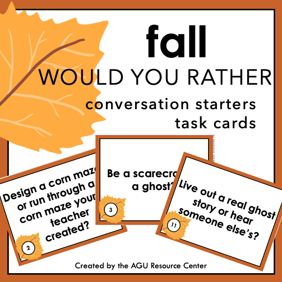 Fall WOULD YOU RATHER | Icebreakers | Social Task Cards | Printable