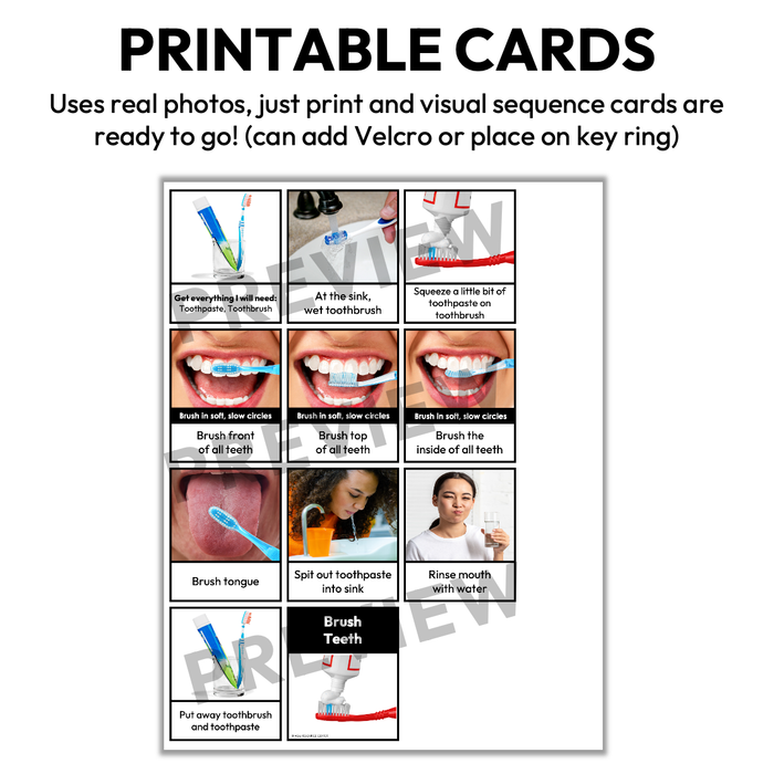 Brushing Teeth Visual Sequence Cards