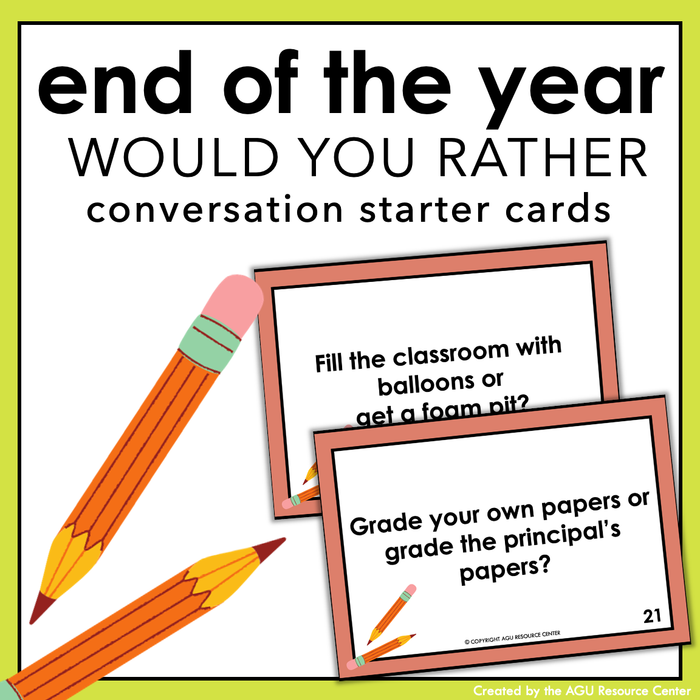 End of the Year WOULD YOU RATHER | Icebreakers | Social Task Cards | Printable