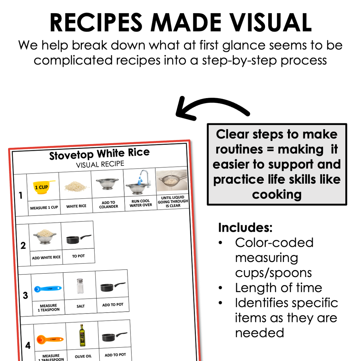Stovetop White Rice VISUAL RECIPE — Autism Grown Up
