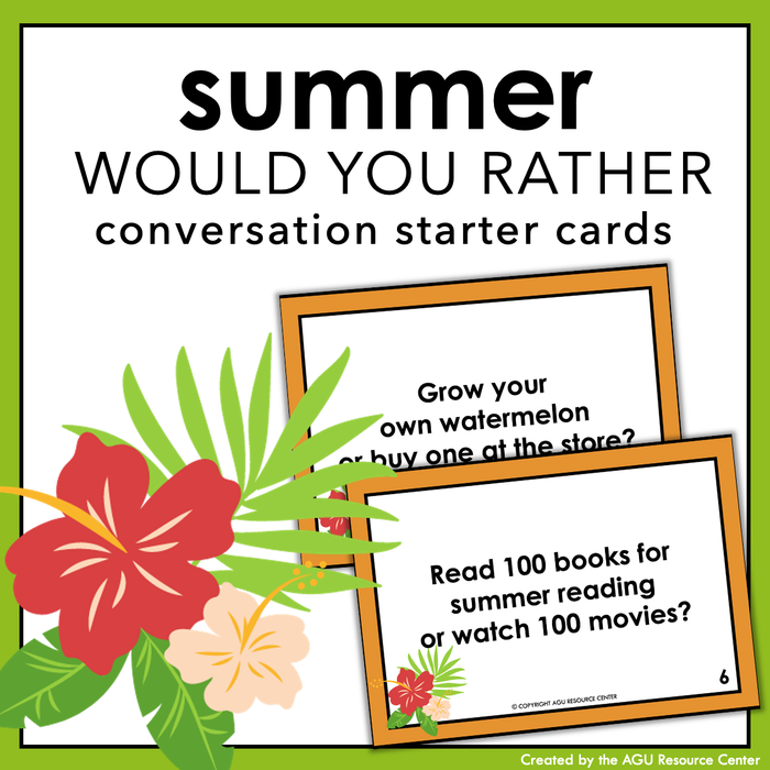 Summer WOULD YOU RATHER | Icebreakers | Social Task Cards | Printable