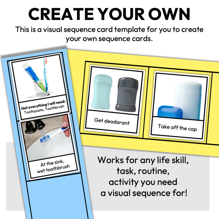 Free + Editable Visual Sequence Cards for Life Skills