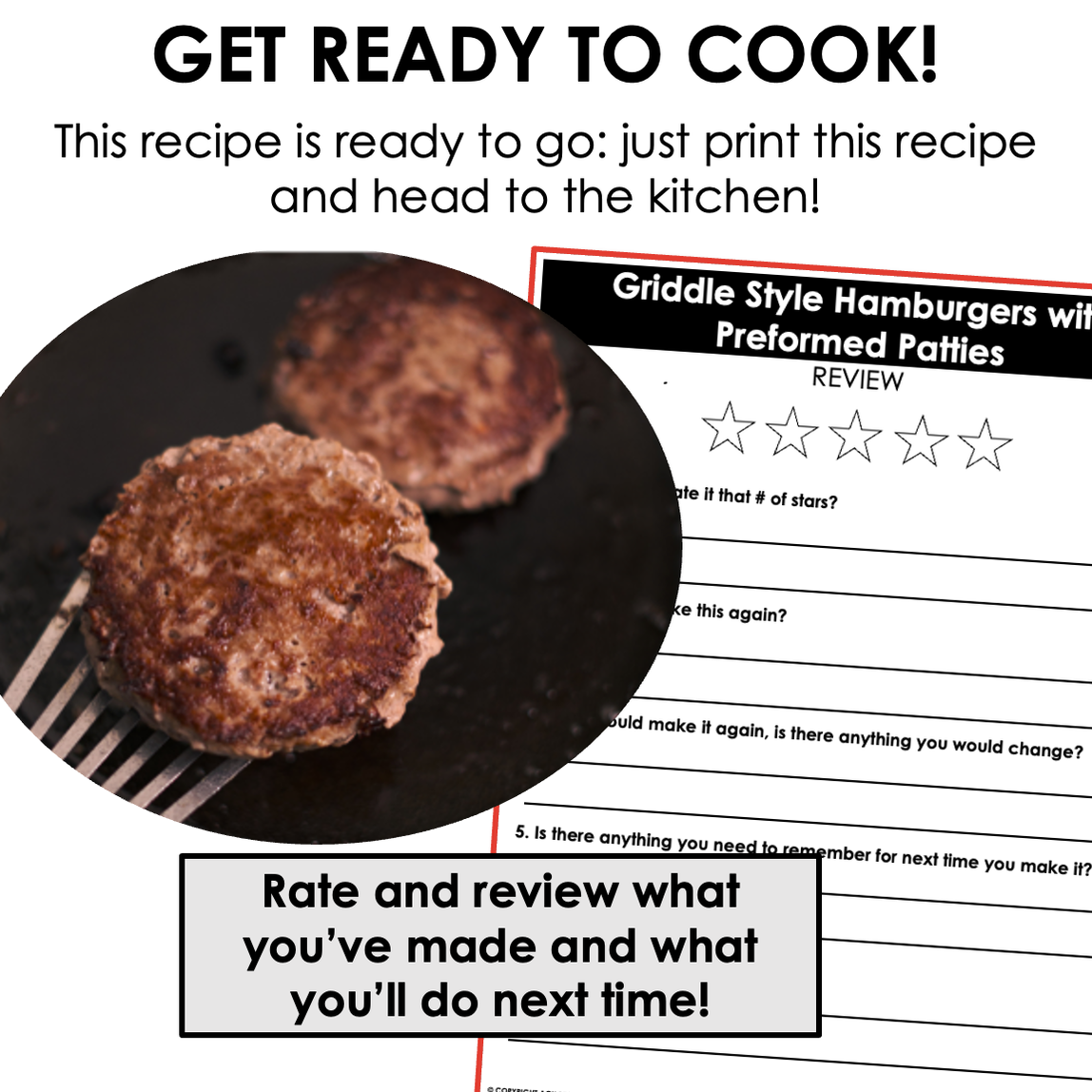 Griddle Style Hamburgers Visual Recipe — Autism Grown Up