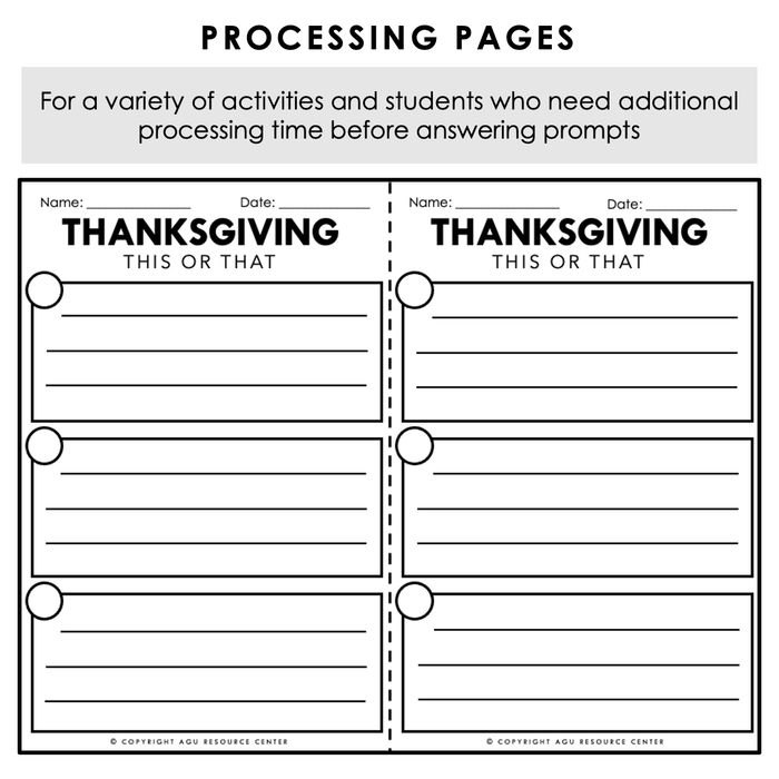 Thanksgiving THIS OR THAT | Icebreakers | Social Task Cards | Printable