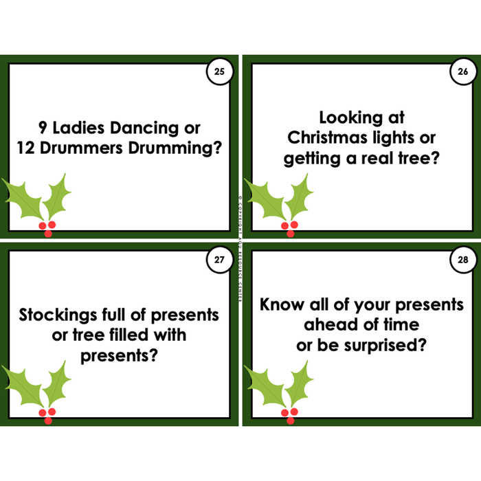 Christmas THIS OR THAT | Icebreakers | Social Task Cards | Printable