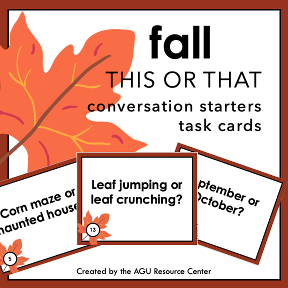 Fall THIS OR THAT | Icebreakers | Social Task Cards | Printable