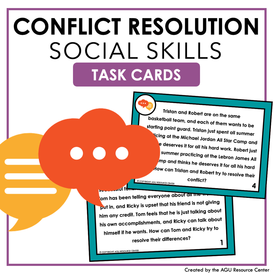 Conflict Resolution Cards.pdf Conflict Resolution | Social Skills Activities | Scenario Task Cards ...