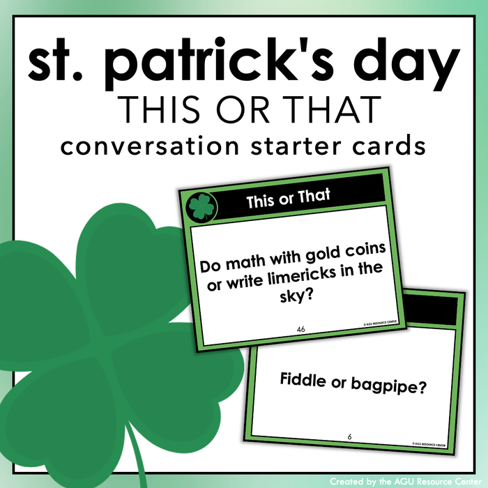 St. Patrick's Day THIS OR THAT | Icebreakers | Social Task Cards | Printable
