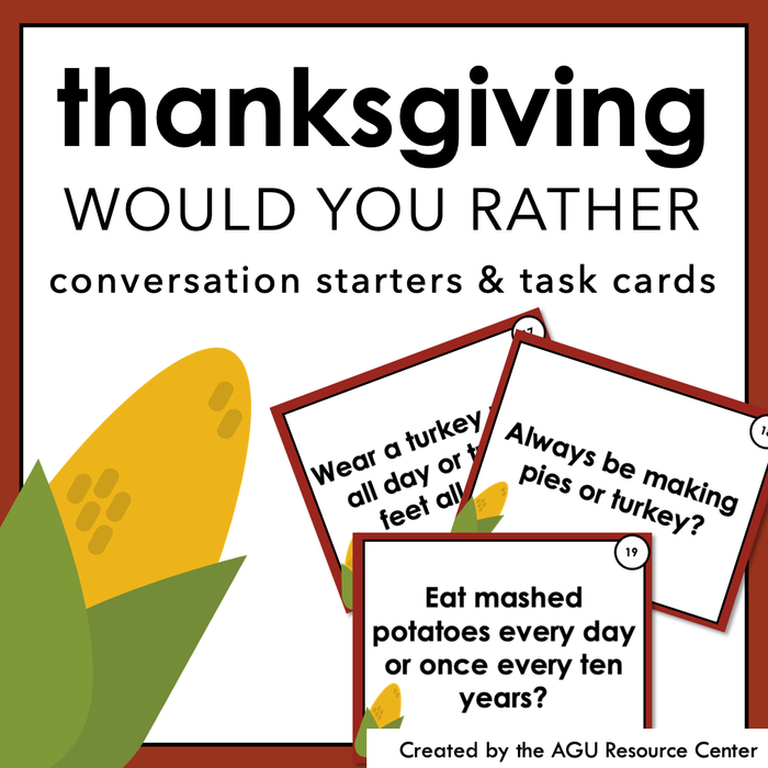 Thanksgiving WOULD YOU RATHER | Icebreakers | Social Task Cards | Printable